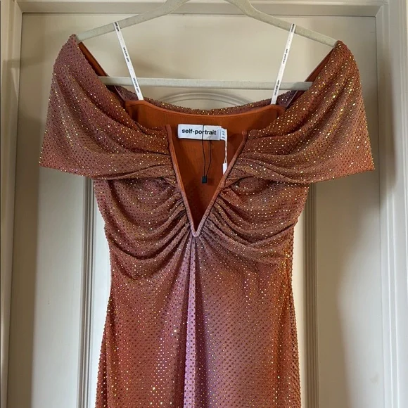 Self-Portrait | Dresses | Selfportrait Rhinestone Midi Dress | Poshmark